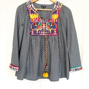 Hannah Embroidered Striped Women's Top